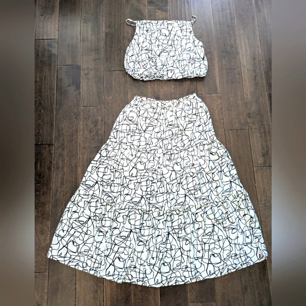 Abstract printed 2-piece Skirt Set | High waist